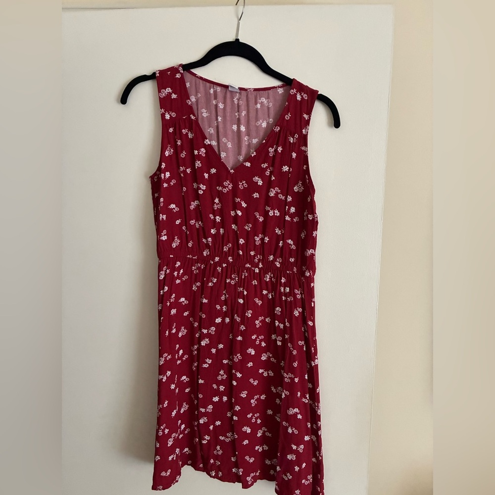 Old Navy Burgundy Floral Midi Dress